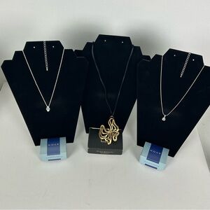 3 - Avon NOS VTG Necklaces ("2 Silver Tone CZ" & "1 Gold Tone Breezy Butterfly)